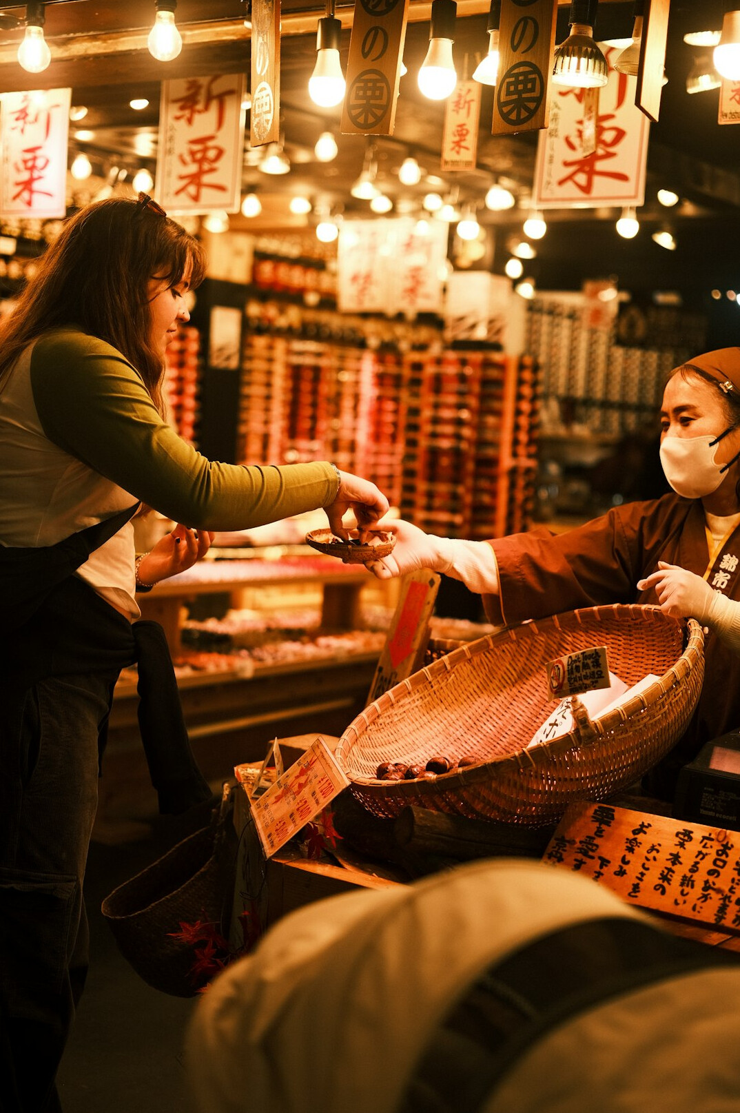 market vendor talking to customer
