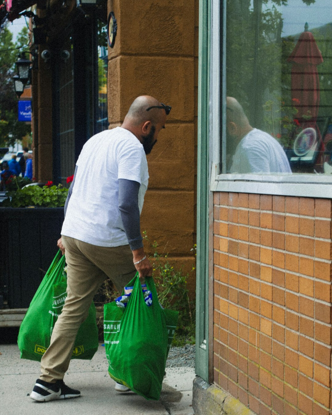 person helping with bags